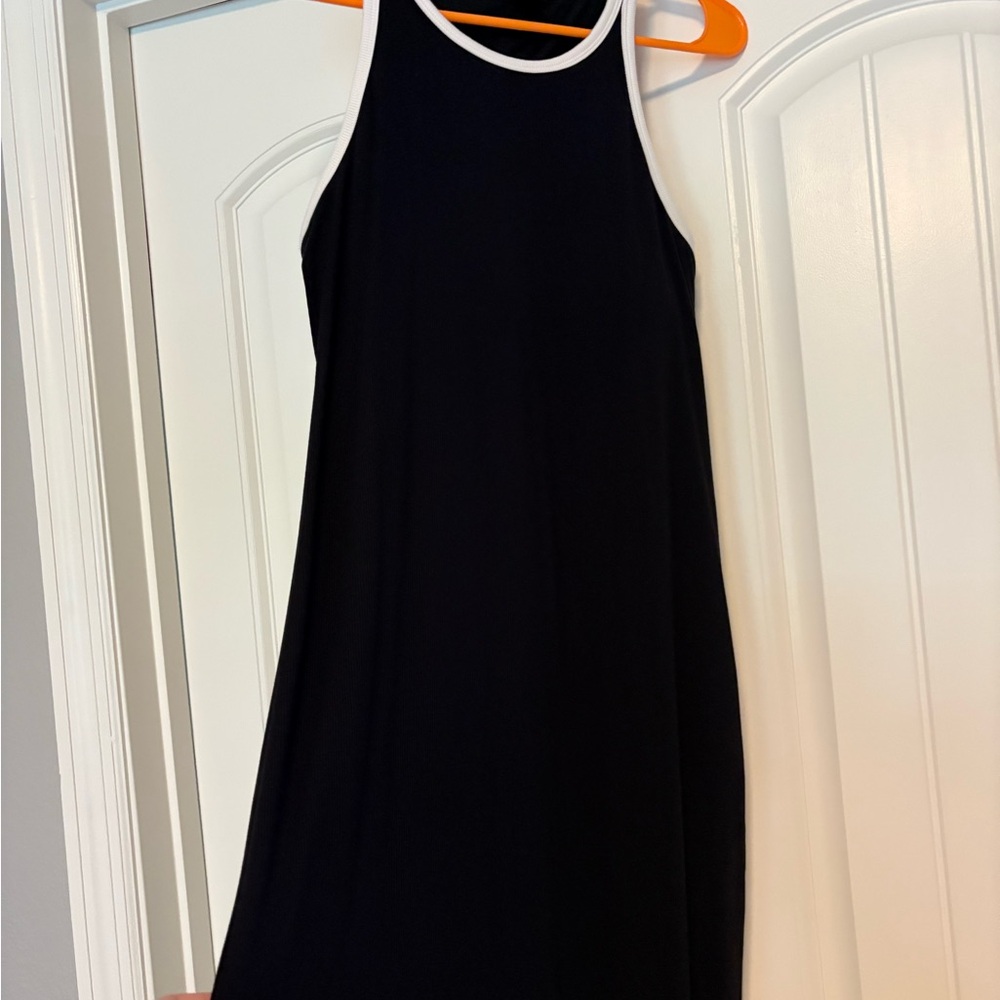 Athleta Signature Rib Maxi Dress Black and White Tank Dress Size Medium